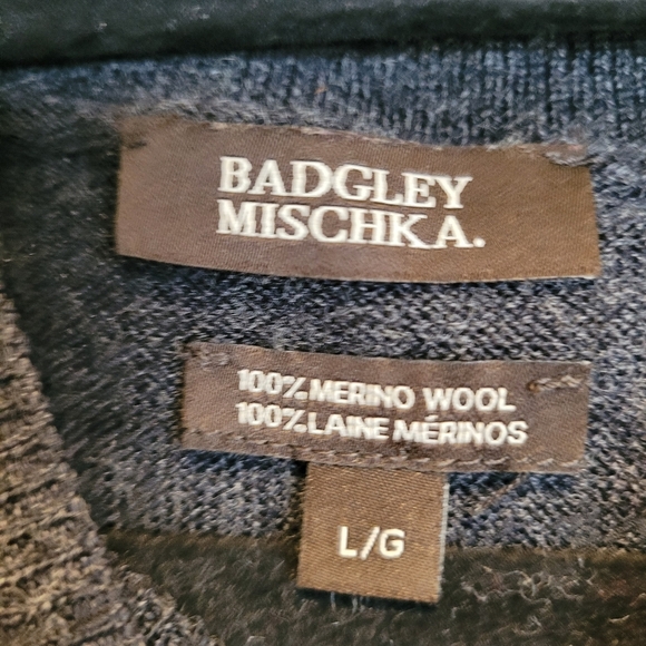 Badgley Mischka Merino 100% Wool Sweater Mock Neck Tunic Charcoal Grey Women's L - Picture 7 of 8